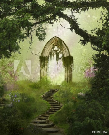 Picture of Fantasy antique gate in the forest